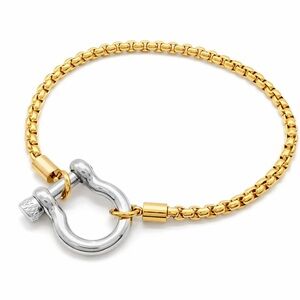 18k Gold & Silver Two-Tone Cable Buckle Bracelet Crystal Screw Clasp NORDSTROM